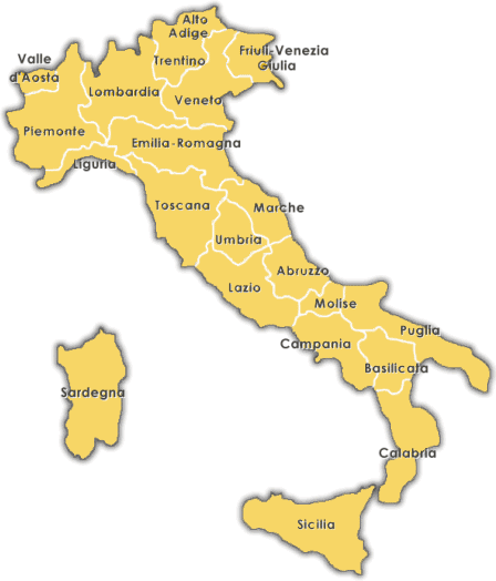 Mappa dell'Italia: clicca su una regione