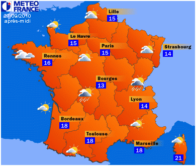 Carta meteorologica della Francia (Meteo France)